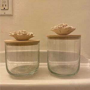 Anthropologie glass canister set of 2